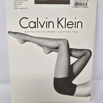 Calvin Klein Matte Ultra Sheer Control Top Hose Medium 2 Size C Style 620 New